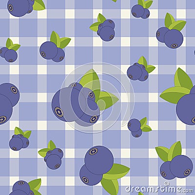 Seamless pattern with blueberry. Bright colors, fashion style for prints, batik, silk textile, cushion pillow, bandanna kerchief. Vector Illustration