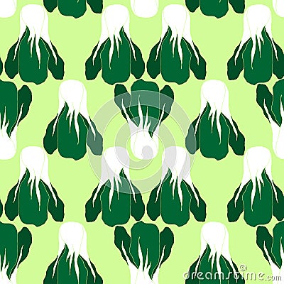 Seamless pattern with bok choi, also pak-choi, Chinese kale. Vector Illustration