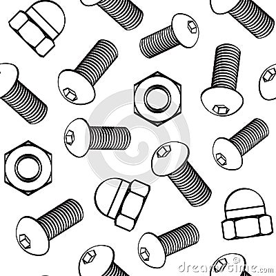 Seamless pattern with bolts and nuts Vector Illustration