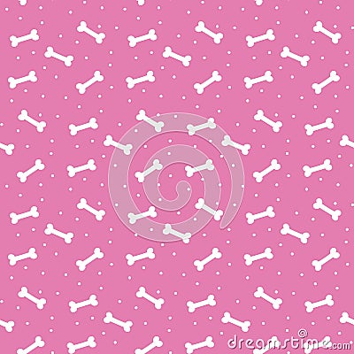 Seamless pattern with bones for dog on the pink background. Vector Illustration