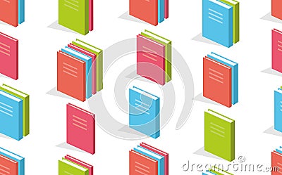 Seamless pattern with books isometric Vector Illustration