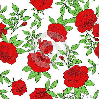 Seamless pattern bouquet of red rose, vintage flower vector Vector Illustration