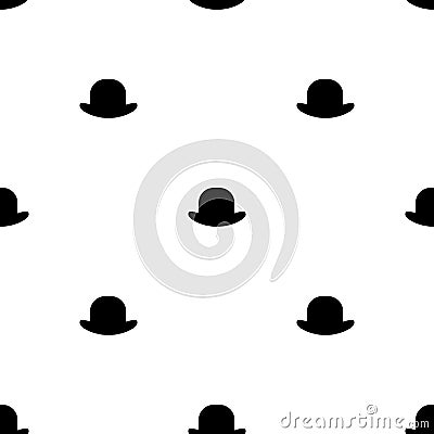 Seamless pattern with bowler hats on white background. Gentleman simple ornament Vector Illustration