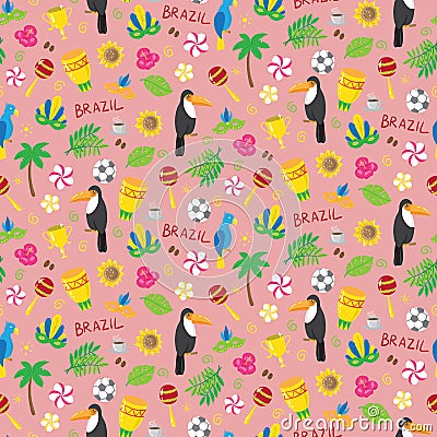 Seamless pattern with brazilian elements Cartoon Illustration