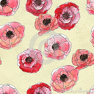 Seamless pattern with briar roses Stock Photo