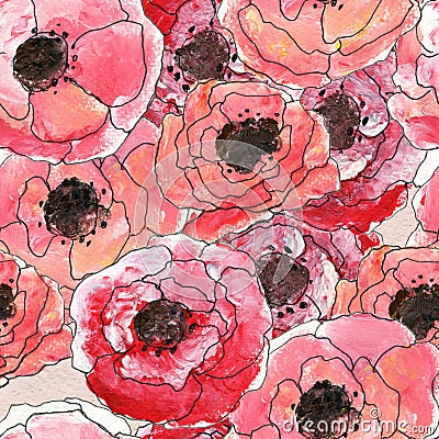 Seamless pattern with briar roses Stock Photo