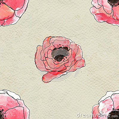 Seamless pattern with briar roses Stock Photo