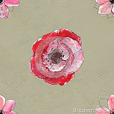 Seamless pattern with briar roses Stock Photo