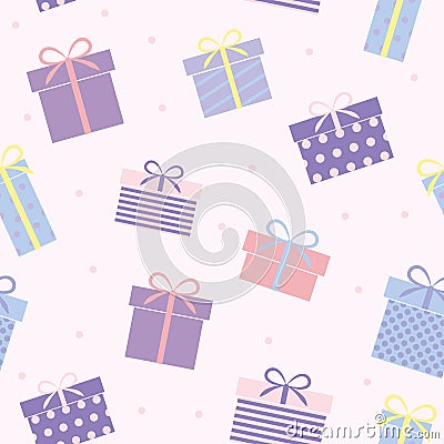 Seamless pattern bright birthday present Vector Illustration