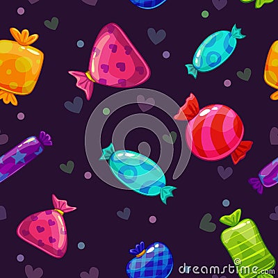 Seamless pattern with bright cartoon candies Stock Photo