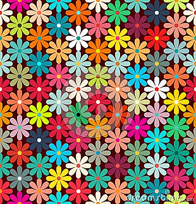 Seamless pattern of bright colorful flowers. Vector Illustration