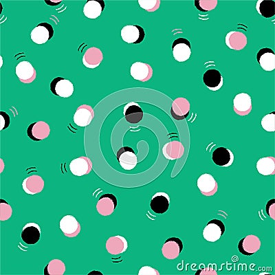 Seamless pattern with bright colorful hand drawn polka dots design for fashion,fabric,web,wallpaper,wrapping,and all prints Vector Illustration