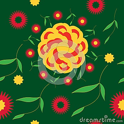 Seamless pattern bright summer flower Vector Illustration