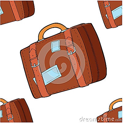 Seamless pattern brown valise Vector Illustration