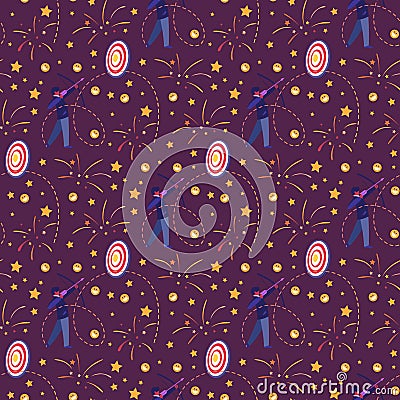 Seamless Pattern with Businessman Shoot to Target Vector Illustration