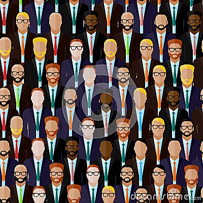 Seamless pattern with businessmen or politicians crowd. flat illustration of business or politics community. Vector Illustration