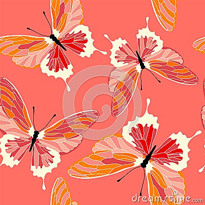 Seamless pattern with butterflies. Vector Illustration