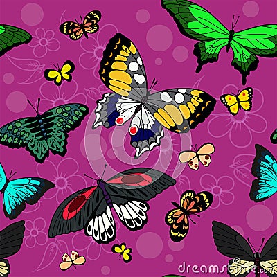 Seamless pattern with butterflies. illustration. Cartoon Illustration