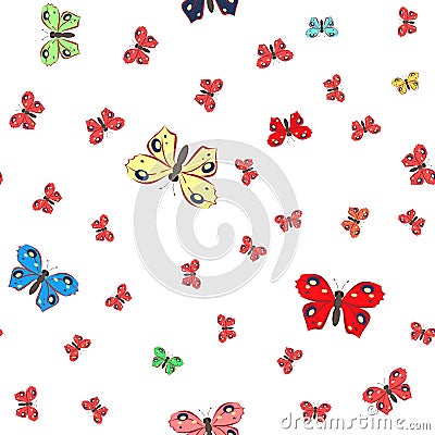Seamless pattern with butterflies Vector Illustration