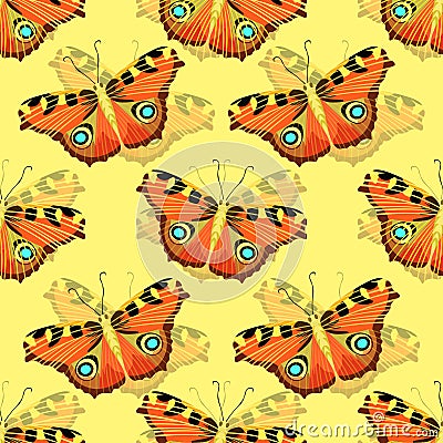 Seamless pattern with butterfly peacock. vector illustration Vector Illustration