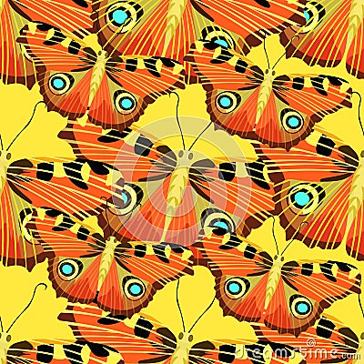 Seamless pattern with butterfly peacock. vector illustration Vector Illustration