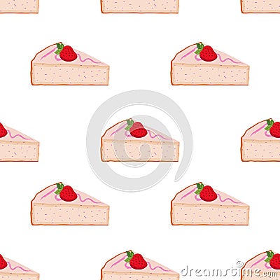 Seamless pattern of cakes, pies - yogurt, cream, berries. Flat style Vector Illustration