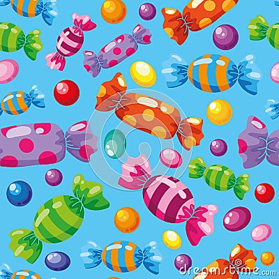 Seamless pattern candies blue Vector Illustration