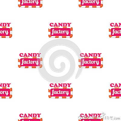 Seamless Pattern with Candy Factory Logo. Vector Vector Illustration