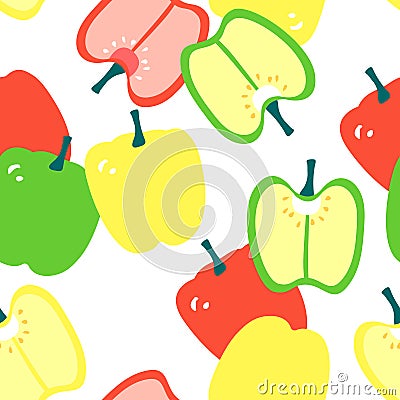 Seamless pattern with capsicum - red, yellow and green bell pepper. Modern flat design. Vector Illustration