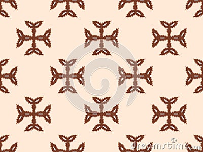 Seamless pattern with Carolingian cross in pixel style. Pixelated Carolingian cross. Celtic knot. 8-bit retro games from the 80s Vector Illustration