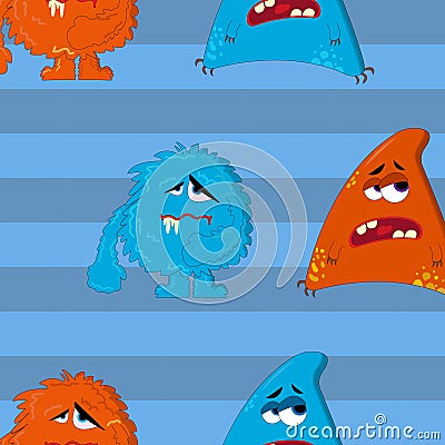 cute scary baby heroes pattern, design for kids Stock Photo