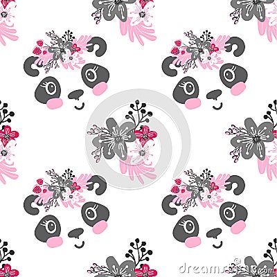 Cartoon panda girl Vector Illustration