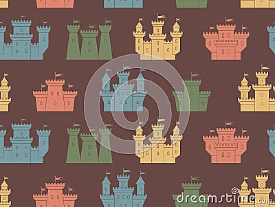 Seamless pattern with castles and fortresses Vector Illustration