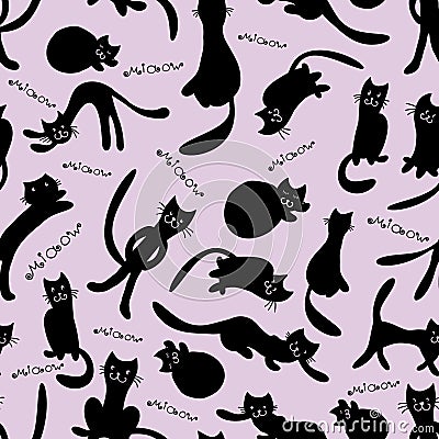 Seamless pattern with cats Vector Illustration