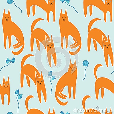 Seamless pattern with cats Vector Illustration