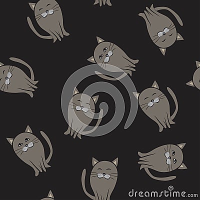 Seamless pattern with cats. Color doodle. Vector illustration Vector Illustration