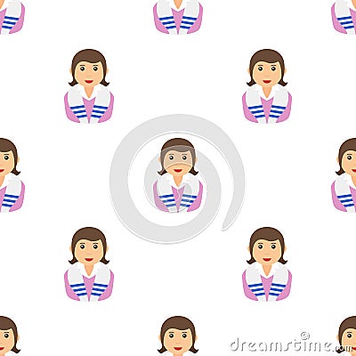 Jewish Girl Avatar Icon Seamless Pattern Vector Illustration