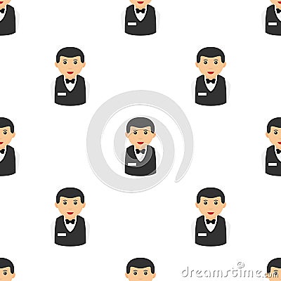 Croupier Avatar Flat Icon Seamless Pattern Vector Illustration