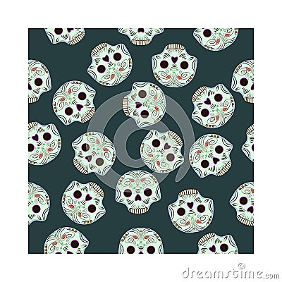 Seamless pattern with celebratory skulls Vector Illustration