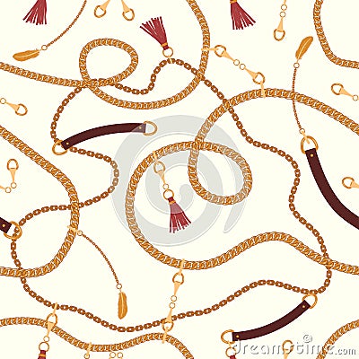 Seamless pattern with chains straps and belts, pendant. Background for for fabric design. Vector. Vector Illustration