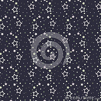 little outline stars on dark background Vector Illustration