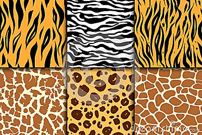 Seamless pattern with cheetah skin. vector background. Colorful zebra and tiger, leopard and giraffe exotic animal print Vector Illustration