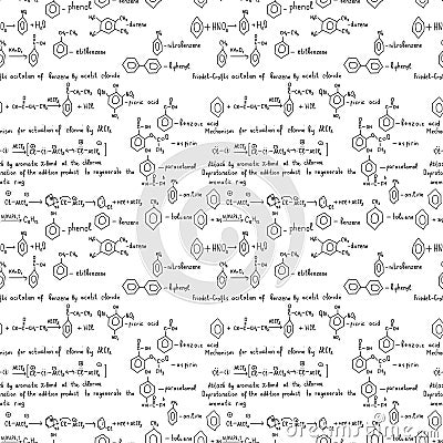 Seamless pattern with chemical formulas Vector Illustration