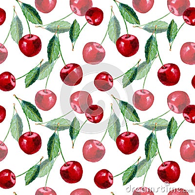 Seamless pattern with cherry.Food picture. Cartoon Illustration