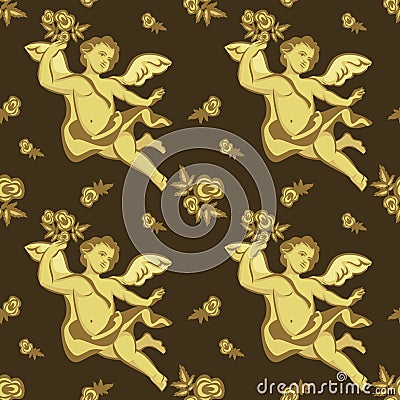 Seamless pattern with cherubs Stock Photo