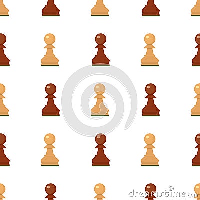 Seamless pattern with chess wooden figures.Brown and white pieces. Vector. Pawn. Vector Illustration
