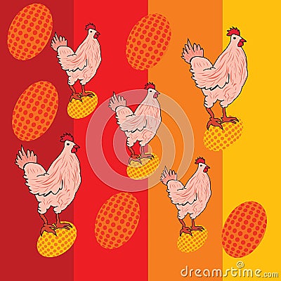 Seamless pattern with chicken and eggs Vector Illustration