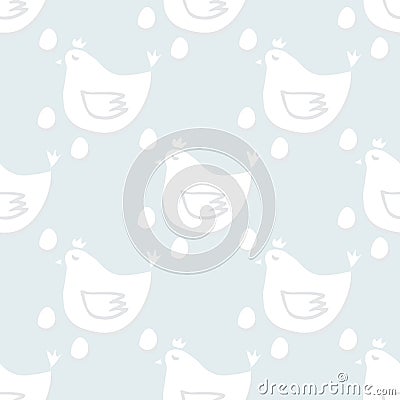 Seamless pattern with chickens and eggs Vector Illustration