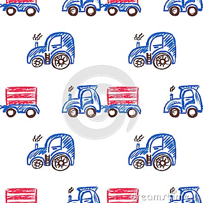 Seamless pattern. Children's drawings with wax crayons Vector Illustration