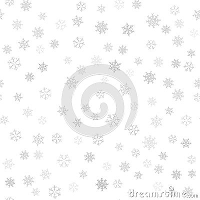 Seamless pattern. Christmas abstract background made of snowflakes on white. Design postcards, posters, greeting for the new year. Cartoon Illustration